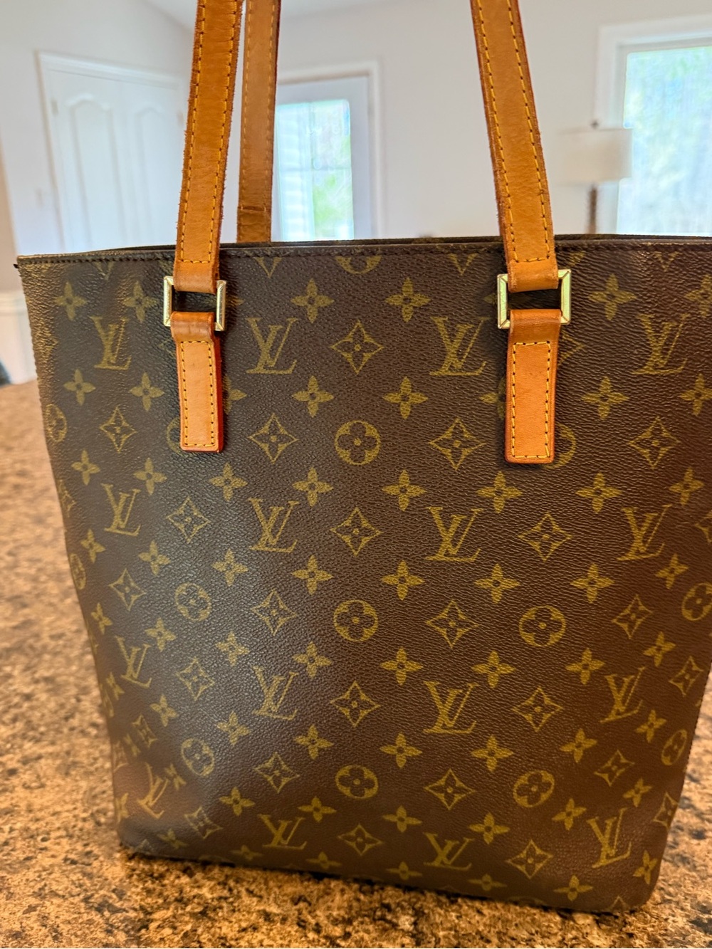 Louis Vuitton Monogram Tote in Brown and Tan Leather